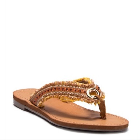 NIB Boho Beaded Grommet Slip On Sandals - Picture 2 of 8